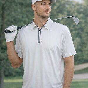 BONOBOS men’s 1/4 zip men’s performance golf polo | White | XL Slim Fit